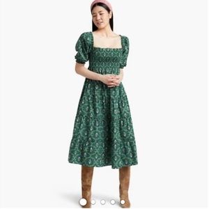 Hill House Nesli Nap Dress in Emerald Trellis